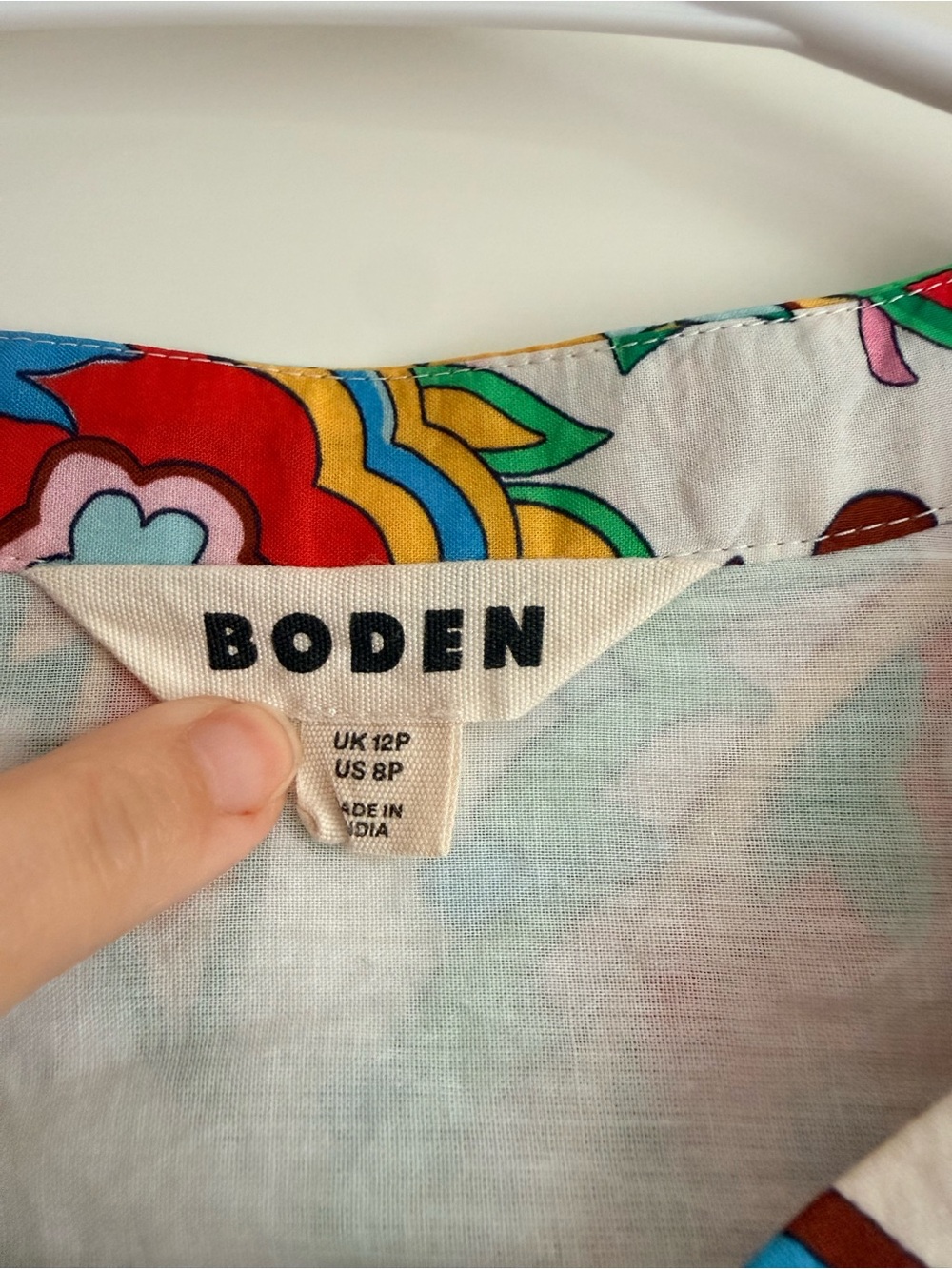 Boden Women’s Paisley Azure Cotton Dress with Bright Accent Colors 8P - Picture 4 of 8